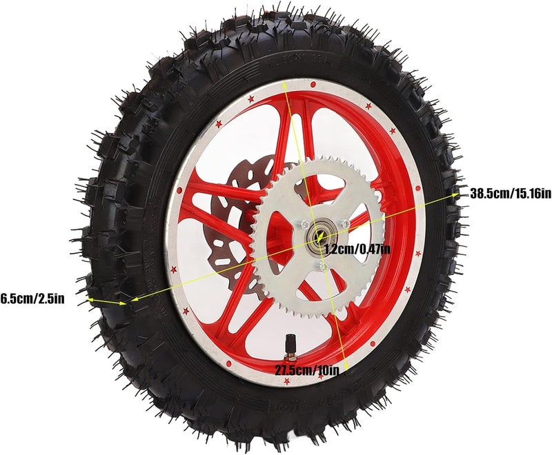 EVGATSAUTO Rear Wheel Assembly, 2.5‑10in Rear Wheel Rim Tyre Assembly Nonslip Wearproof for Off Road Motorcycles Dirt Pit Bikes - Image 4